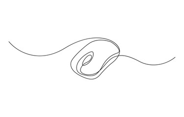 Poster - Drawn continuous one line computer mouse logo. Vector illustration, Mouse computer one continuous single line art drawing. Minimal art style.