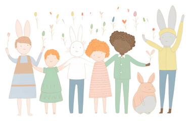 Canvas Print - PNG Drawing easter child book.