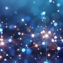 Poster - Glowing Network of Interconnected Nodes on Deep Blue Background