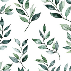 Poster - Botanical illustrations of green leaves nature digital art aesthetic organic design