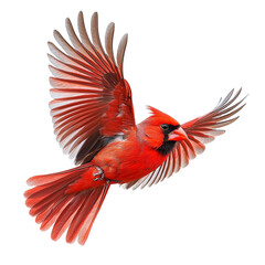 Wall Mural - red cardinal bird in mid-flight