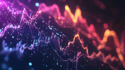 Poster - abstract glowing data visualization charts on a dark background, symbolizing growth and innovation i