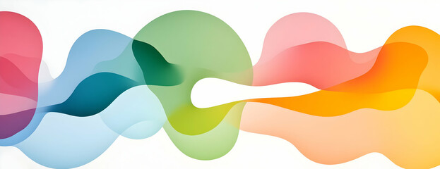 Poster - Rainbow wave digital art, white background