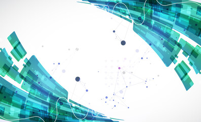 Sticker - abstract wave of rectangles with plexus elements. hand drawn vector.