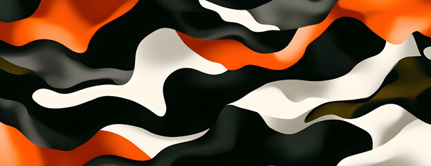 Poster - Abstract orange camo textile flow
