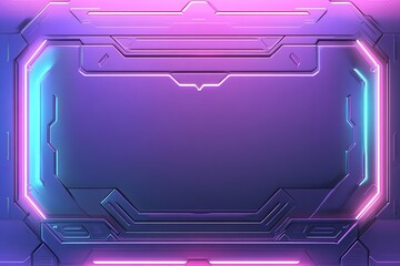Poster - A vibrant background showcases metallic panels with luminous neon edges in soft blue and purple hues. The design seamlessly merges technology with bold aesthetics, offering ample overlay space