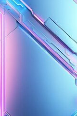 Poster - This striking background features a blend of metallic panels with vibrant glowing edges in soft blue and purple hues, offering ample space for text overlay in a tech-inspired design