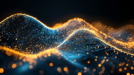 Poster - Abstract glowing wave of particles.