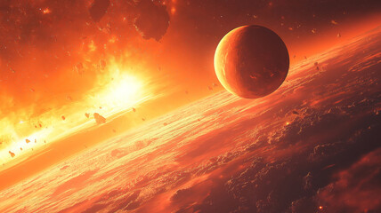 Wall Mural - planet earth illuminated by the soft glow of a rising sun against the backdrop of space.