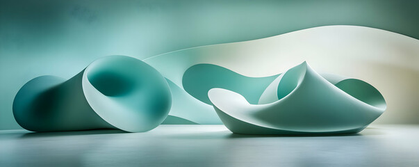 Poster - Teal Sculptures in Wave Room