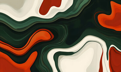 Poster - Abstract swirling green, red, cream design