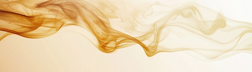 Poster - This abstract background features soft golden smoke swirls blending into a smooth gradient from beige to light brown, providing a modern touch with generous clean space for creative text