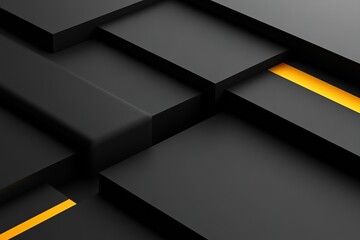 Poster - This background showcases a sleek black surface accented by bold yellow geometric shapes and subtle gradients, creating an elegant and modern aesthetic suitable for various design applications