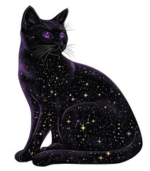 Wall Mural - PNG A gothic vector illustration of an isolated black cat celestial animal mammal.