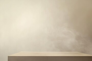 Poster - Soft gray smoke gently ascends across a smooth beige surface, crafting a serene and modern aesthetic ideal for design projects or promotional material