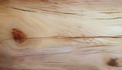 Poster - natural wood texture with light beige tones, distinctive grain patterns, and knotted details ideal for background or design projects

