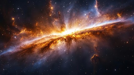 Wall Mural - ethereal cosmic scene depicting the birth of galaxies swirling nebulae in deep purples and blues wit