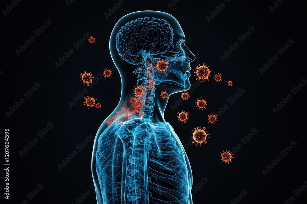 Viral attack on human health anatomical x-ray insights Stock ...