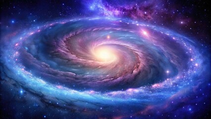 Wall Mural - celestial scene depicting a majestic spiral galaxy with vibrant purple and blue hues, planets, starg
