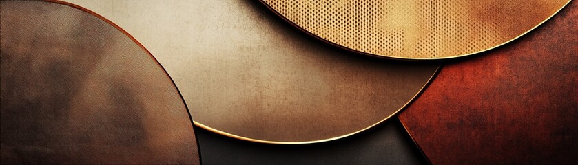 Poster - A refined metallic background composed of gold and copper tones showcases geometric patterns and subtle textures. The clean neutral backdrop creates ample negative space perfect for text overlay