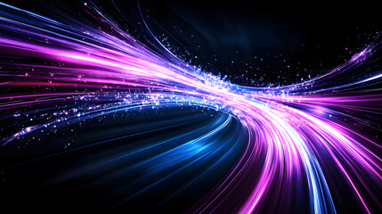 Aufkleber - A vibrant, flowing design with luminous trails of pink and blue light against a dark background, creating a sense of motion and energy