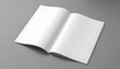 © Designpro - White empty open page book mockup or magazine isolated on grey background, brochure catalogue prospectus diary paper mockups presentation