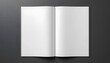 © Designpro - White empty open page book mockup or magazine isolated on grey background, brochure catalogue prospectus diary paper mockups presentation