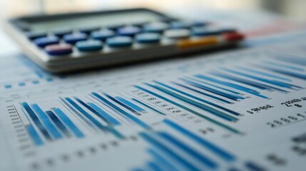 Poster - Calculator lying on charts showing growth in business company