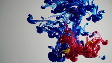 Aufkleber - Abstract swirl of blue and red ink in water, dynamic movement. Creative fluid art concept