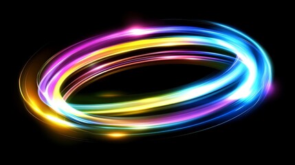 Poster - futuristic neon glowing lines background with high-speed light trails effect. dynamic and vibrant mo
