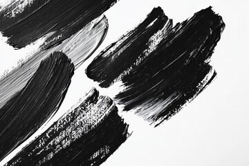 Poster - Overlapping brush strokes create dynamic textures on canvas in a black and white composition