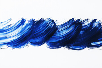 Poster - Overlapping ink brush strokes create a dynamic visual in various shades of blue against a white background