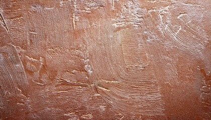 Poster - earthy textured plaster wall with swirling pattern, warm terracotta background ideal for rustic decor, design backdrops, or artistic layers

