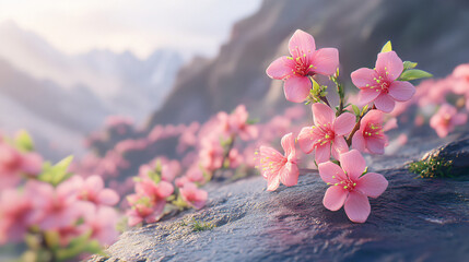 Wall Mural - Spring season pink flowers