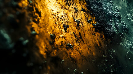 Poster - Golden texture, dark contrast, close-up, abstract art