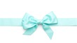 © GMeta - Teal satin ribbon bow on white background modern and minimalist for various campaigns