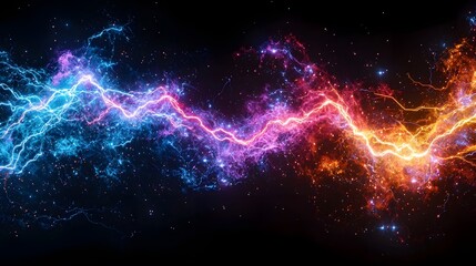 Aufkleber - Stunning abstract visual of high energy multicolored electrical sparks glowing and branching out like cosmic lightning creating a futuristic and powerful design