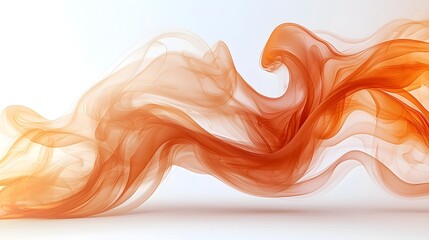 Poster - Elegant swirls of warm toned smoke flowing delicately against a pure white background evoking a sense of movement and serenity  The smoky wisps create a fluid ethereal and calming atmosphere