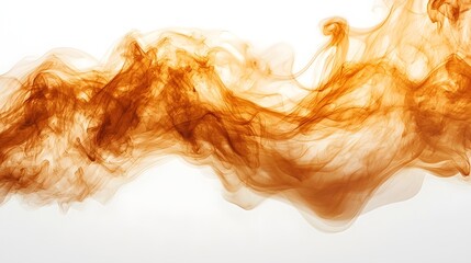 Poster - Warm colored smoke trails with smooth flowing shapes softly blending into a clean white background capturing delicate motion and a sense of elegant ethereal energy