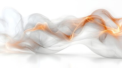 Poster - Gracefully flowing warm toned smoke patterns with fluid curves and wisps gently floating and drifting on a pristine white backdrop