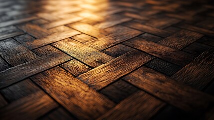 Poster - Dark Wooden Planks Interwoven In A Complex Pattern