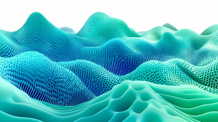 Poster - Abstract teal data waves, digital landscape