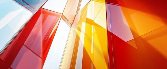 Poster - Abstract colorful glass panes reflecting light.