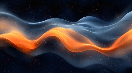 Poster - Mesmerizing Abstract Gradient Wave with Textural Dynamics for Wallpaper or Cover Design  Featuring smooth transitions grainy textures and a captivating play of orange blue and black hues