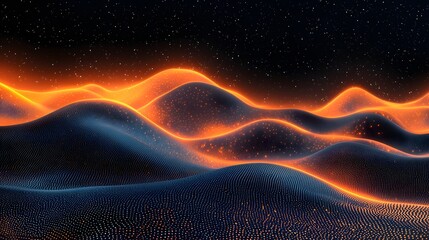 Fototapete - Mesmerizing gradient waves in a nocturnal landscape create a modern and digital design aesthetic with a captivating ethereal and surreal atmosphere