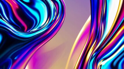Poster - Colorful abstract fluid art with vibrant waves and curves, modern design concept
