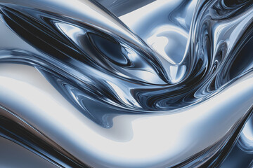 Fototapete - Abstract liquid metal fluidity fluid lines distorted lines abstract futuristic shapes in the air.