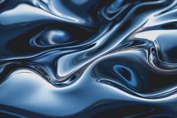 Fototapete - Abstract liquid metal fluidity fluid lines distorted lines abstract futuristic shapes in the air.