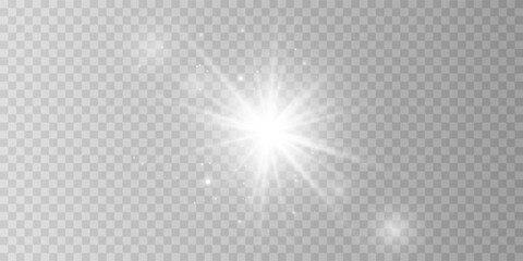 Wall Mural - glow isolated white transparent light effect set, lens flare, explosion, glitter, line, sun flash, s