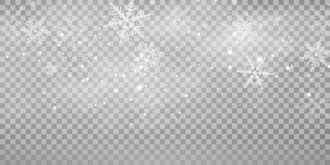 Wall Mural - falling snow on a transparent background. vector illustration 10 eps. abstract snowflake background.